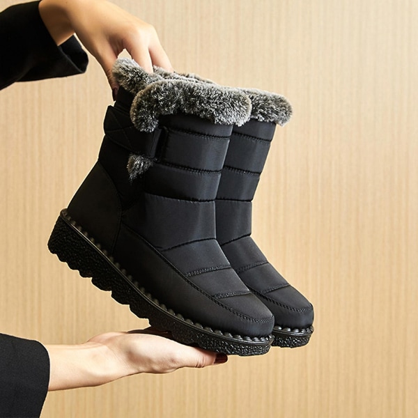 Klassiske snestøvler til kvinder, super varme pelsforede, vandtætte vintersko udendørs anti-skrid damesko 36