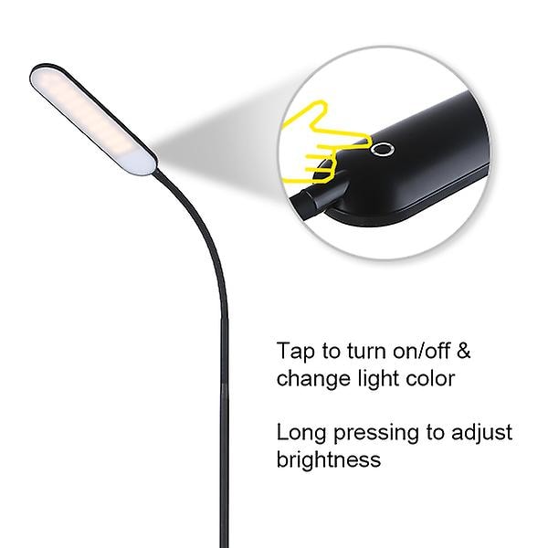 Touch Dimbar Toning LED-läslampa Vardagsrum Sovrum Flexibel Hals Läslampa Ögonskydd