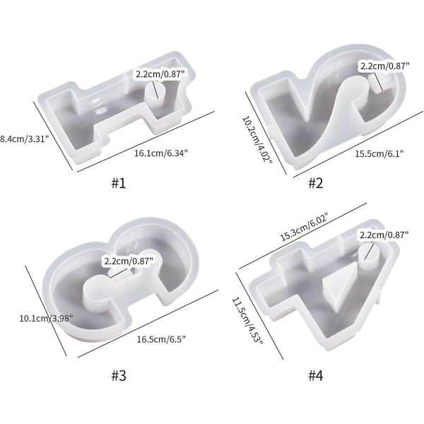 1-4 Nummerform, DIY Silikonform, 3D Handgjorda Ljusstakeformar, Gipsform, Ljusstakeform Number 4