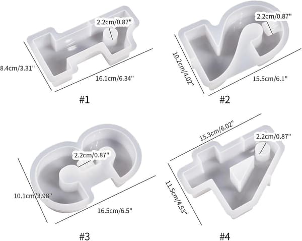 1-4 Talform, DIY Silikoneform, 3D Håndlavede Lysestageforme, Gipsform, Lysestageform Number 1-4