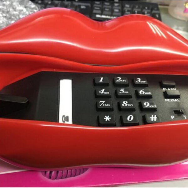 Mouth's Lips Shape Telefon, Hjem Fasttelefon Personlig mote kreativ gave Rose Red