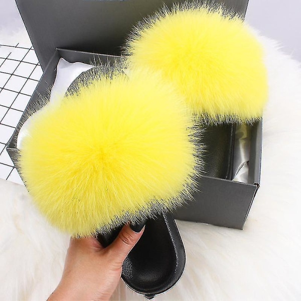 Sommarpälstofflor Fluffiga Söta Plysch Damtofflor Lyxiga Charmerande Sandaler Xnr130 43