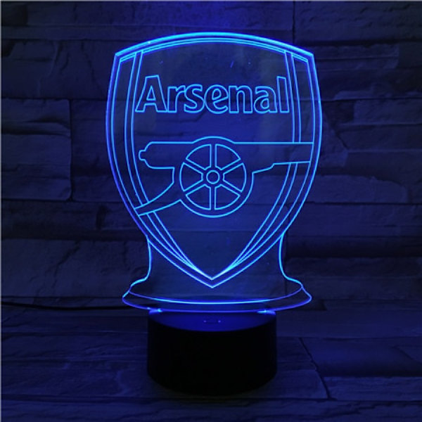 Arsenal FC USB 3D Anime Natlys med Atmosfærisk LED Bordlampe Julegaver til Fodboldfans Dekorativ Lampe til Børneværelset