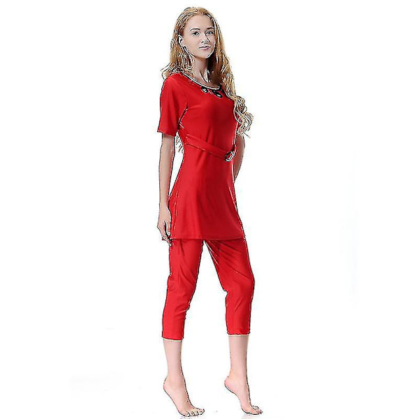 Kvinnors Islamisk Muslimsk Strandbadkläder Blygsam Badkläder Helkroppsburkini Bästa Present Red 2XL