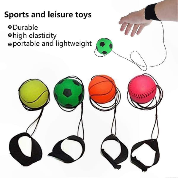 Hög-elastisk fotbollsformad handledsband studsboll för inomhuslek Pink