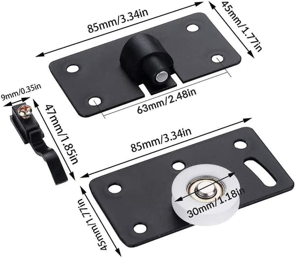 30 mm nylon skydedør hjulsæt møbler (2 sæt, sort)