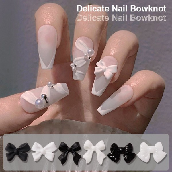50 st/ set Nagelprydnad graverad 3d-effekt mini bowknot nail art fingernageltillbehör för kvinnor C