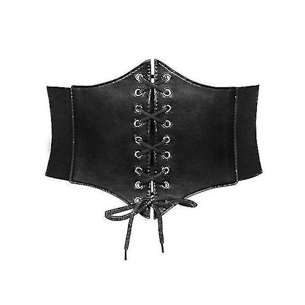 Elastiskt Kostym Midjebälte för Kvinnor, Snörning, Waspie Korsett Bälte black L