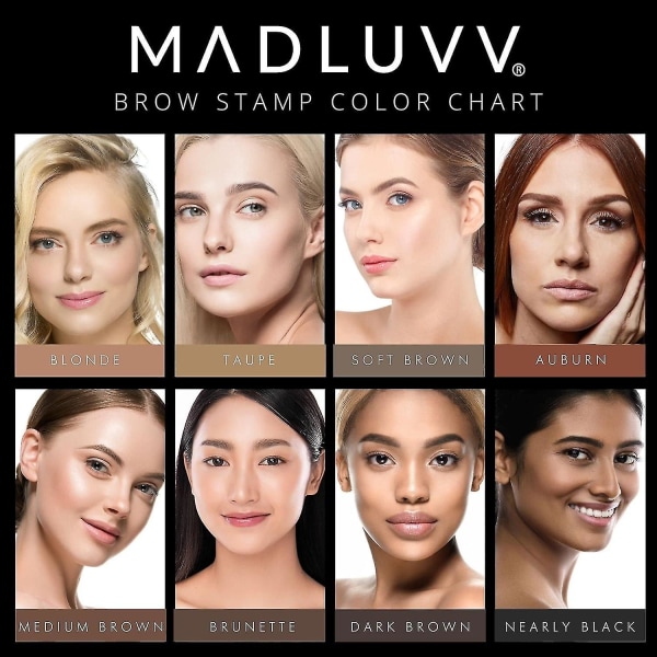 Madluvv Eyebrow Stencil Kit - Helppokäyttöinen, luonnollisen näköinen, 6 suosittua muotoa, ammattilaisten käyttämä - Sisältää leiman, stensiilit, spoolien ja matkalaukun ( 6  Medium Brown