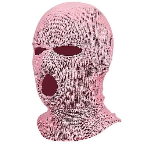3 Hål Winter Warm Unisex Balaclava Mask Light Pink