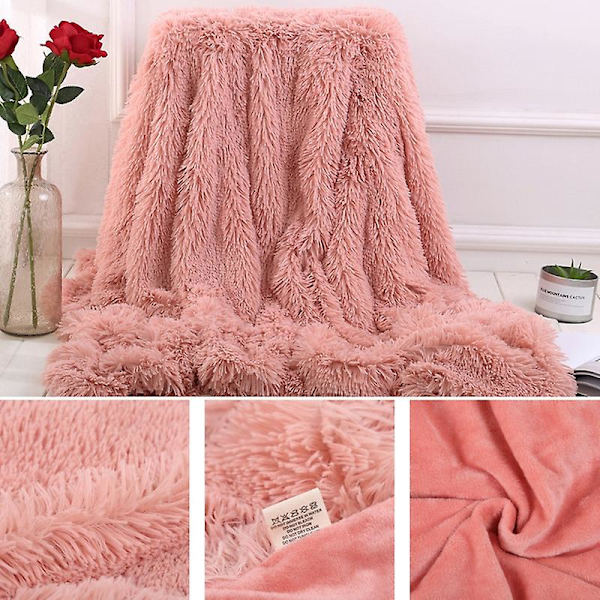 80x120cm Mjuk och Fluffig Shaggy Varma Sängsoffa Sängöverkast Sängkläder Pläd Throw Blanket Jikaix Pink