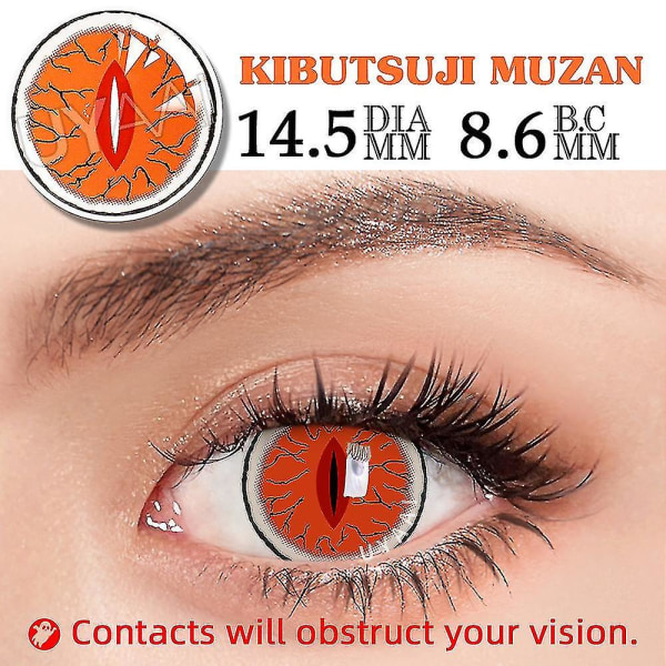 2 stk/par årlige kontaktlinser til øjne Colorcon Cosmetics Cosplay linse Cosplay Makeup Anime tilbehør Farvede linser Kibutsuji