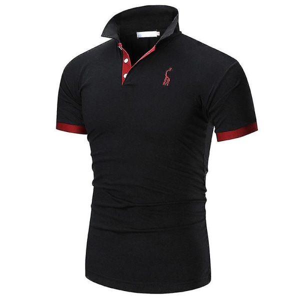 Kesävaatteet 2023 Casual Urheilu Miesten Poolo-T-paidat, joissa on logobrodeerattu istuva golf-miesten poolopaidat Black S