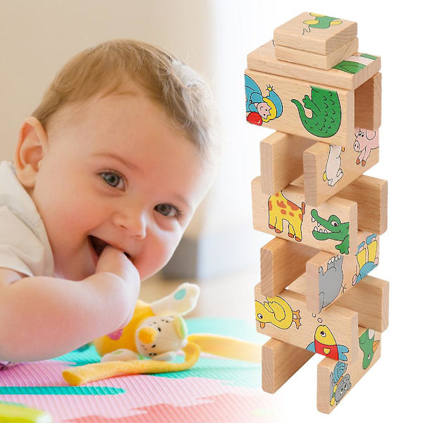 15 st Trädominoblock Set Barnlek Utbildande Leksak