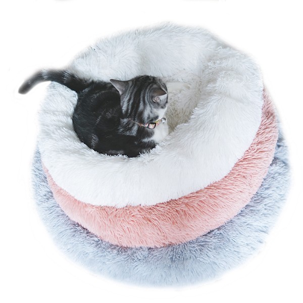 Queta katteseng, vakker dyreseng, liten hundseng dyreseng Pluss myk rund katteseng (50 cm) Tie dye mørk blå Tie dye mørk blå Tie dye dark blue Diameter 50 cm