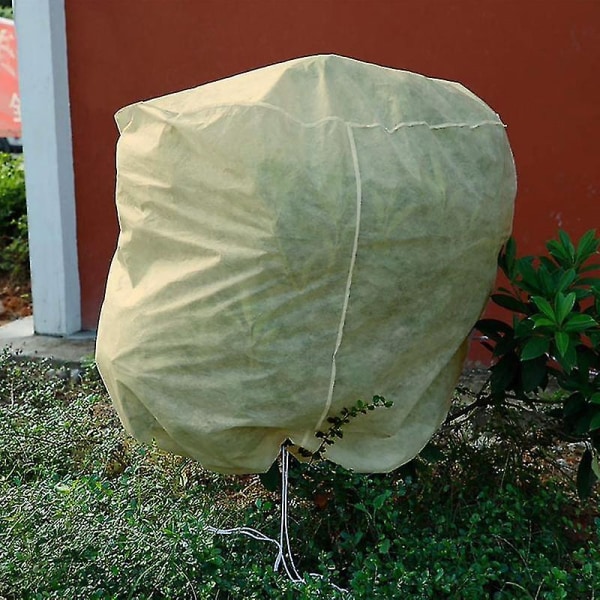 Frostbeskyttelsesposer for planter, gjenbrukbart plantebeskyttelsestrekk med snøring, hagefleeceposer vinter Beige L-120x180cm