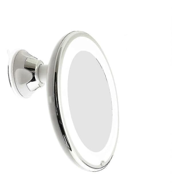 LED-illuminated 10x Magnifying Makeup Mirror with Powerful Suction Cup, Bright Diffused Light and 360 Degree Rotating Adjustable Arm, Portable Cordless