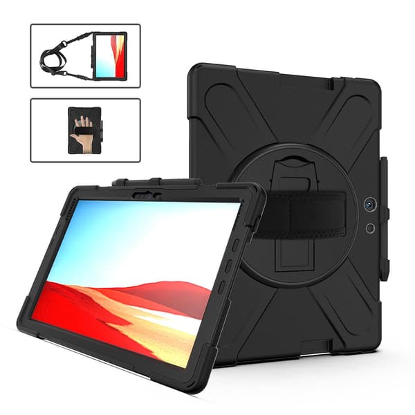 Til Microsoft Surface Pro X Stødsikkert Silikone+PC Cover Black