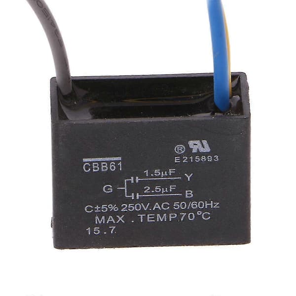 Sort Cbb61 1.5uf+2.5uf 3 ledninger Ac 250v 50/60hz kondensator til loftventilator