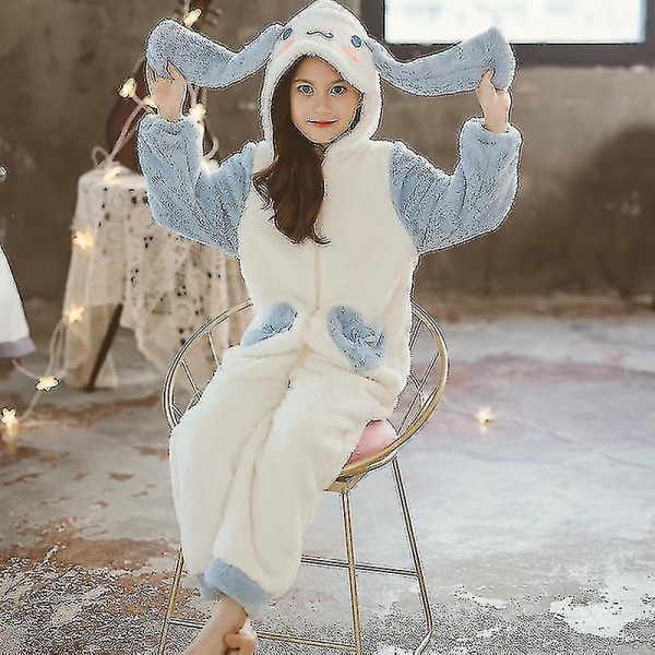 Sanrioed Plysch Anime Cinnamoroll Vinter Flanell Barn Rompers Flicka Pojke Toddler Jumpsuit Spädbarn Kläder Pyjamas Barn Överaller Present 140cm