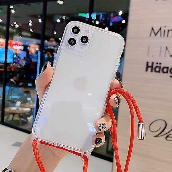 Transparent Telefonfodral för Iphone 11 13 12 Pro Max Halsbandskedja Hängande Rem Snöre Skydd Coque för Iphone Xs Max Xr X 7 8 Plus Se 2020 iPhone 14 Plus