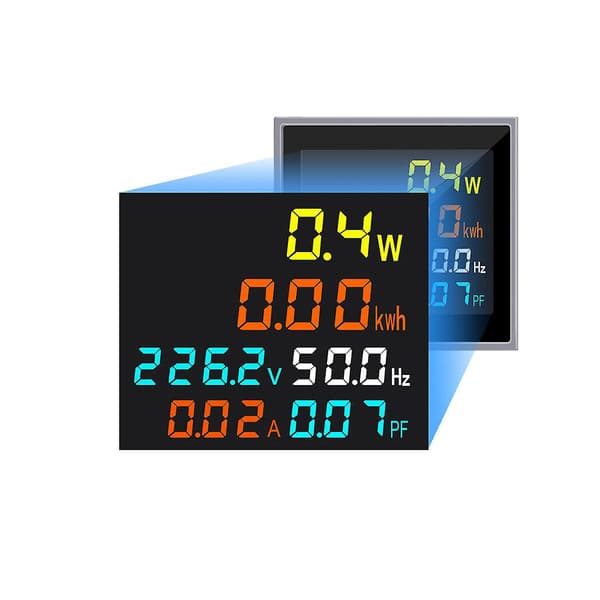 LCD AC Voltmeter Amperemeter Wattmeter Effekt Energi Frekvensmåler Strømmonitor Wyelv