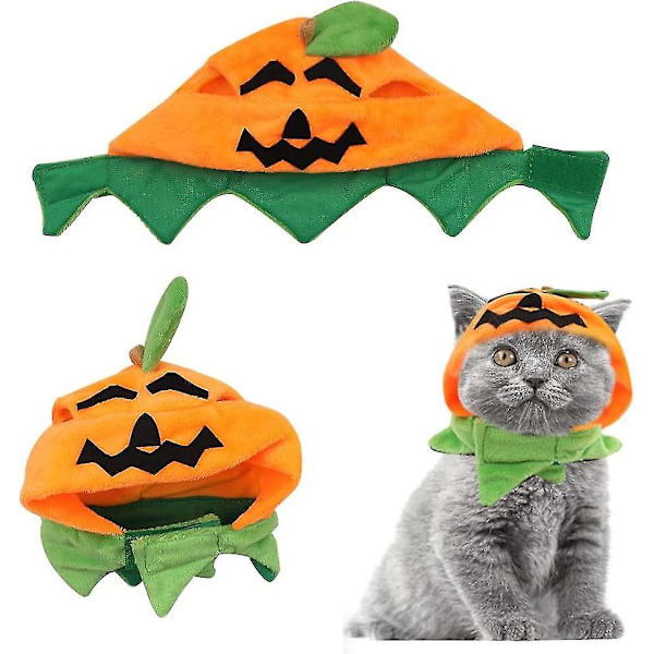 Katt Halloween Pumpa Kostym, Hund Halloween Pumpahatt Husdjurshuvudbonad För Halloweenfest, Justerbar Pumpahatt För Valp Katt Orange-Green