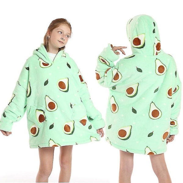 Vinter Sherpa Pläd Plysch Fleece Familjematchande Hoodie Flick Sweatshirt Avocado Hemkläder Purple star KidSize