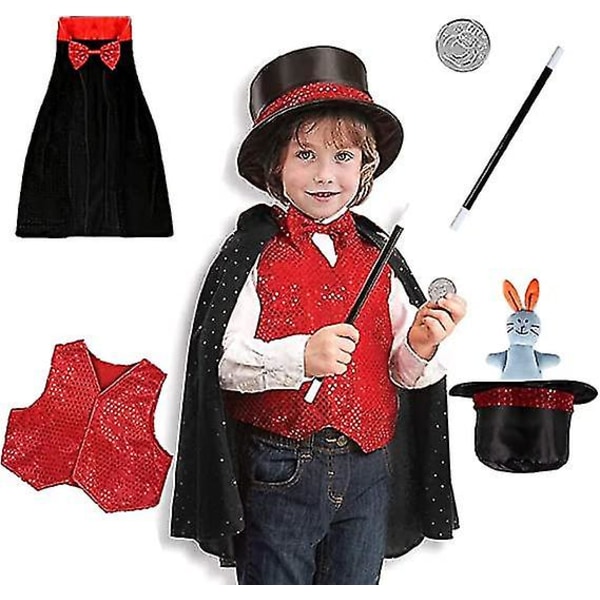 Magician Costume Accessories Set, Magician Costume With Magic Hat, Wand And Other Accessories, Kids Boy Girl Birthday Magician Costume