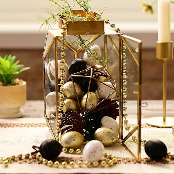 Valery Madelyn 18-pack Påskägg Dekoration Trädprydnader Set, 4CM Osplitterliga Hängande Påskägg för Träd, Färgglada Påskkorg Fyllmedel Ägg Bulk Black Gold