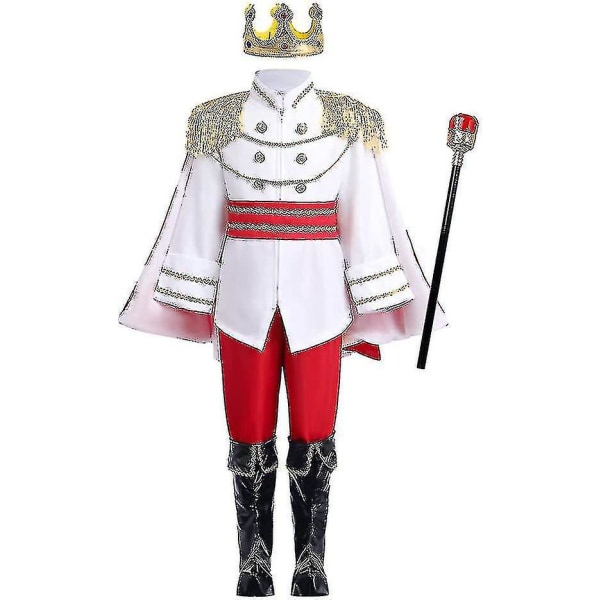 Barnas kongelige prins kostyme gutt prins sjarmerende kostyme Langermet jakke topp med bukser Fancy middelaldersk konge Deluxe dress Halloween verdens bokdag 150cm