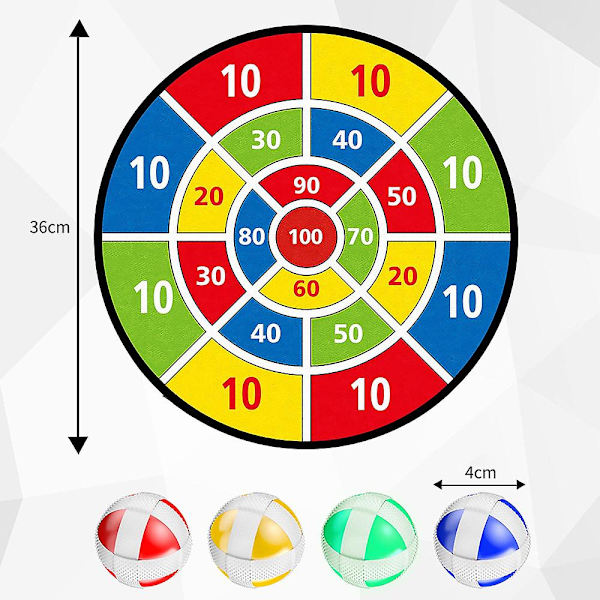 14'' Darttavla med Klibbiga Bollar, Dubbelsidig Darttavla, Inomhus Utomhus Fest Darttavla Spel Leksaker, Barnfödelsedagspresent A