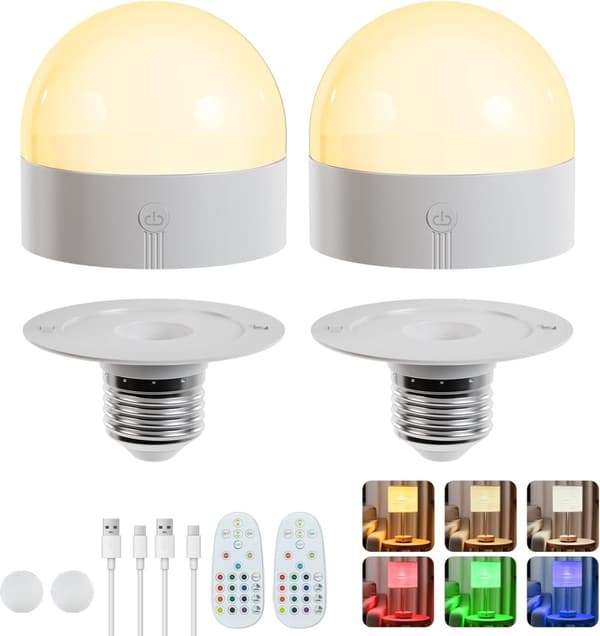 Rechargeable Light Bulb - E27 Rechargeable LED Lamp with Remote Control