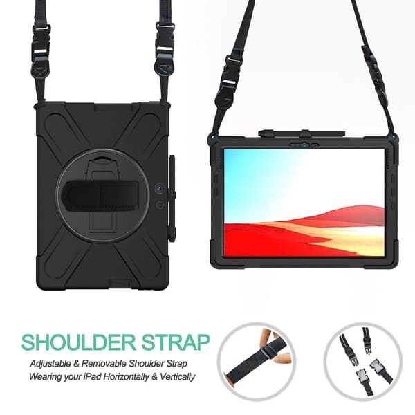 Til Microsoft Surface Pro X Stødsikkert Silikone+PC Cover Black