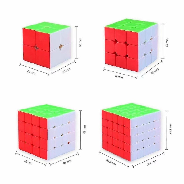 4 stk Magic Cube Speed ​​Cube 2x2 3x3 4x4 5x5 puslespilleleker gave til barn