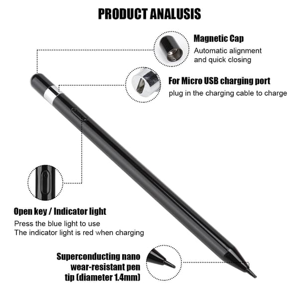 Ny Nanotech Kapacitiv Pekskärmspenna Stylus för IOS/Android/Microsoft System (Svart)