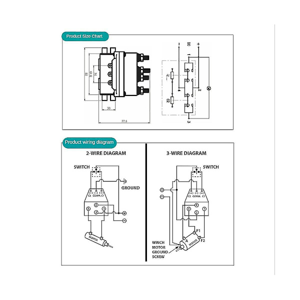 12V Vinsch Rocker Switch Tumme 250A Solenoid Relä Kontaktorn Vinschar Kompatibel Atv Utv-d