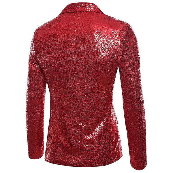 Luxury Red Sequin Blazer for Men, Size XL