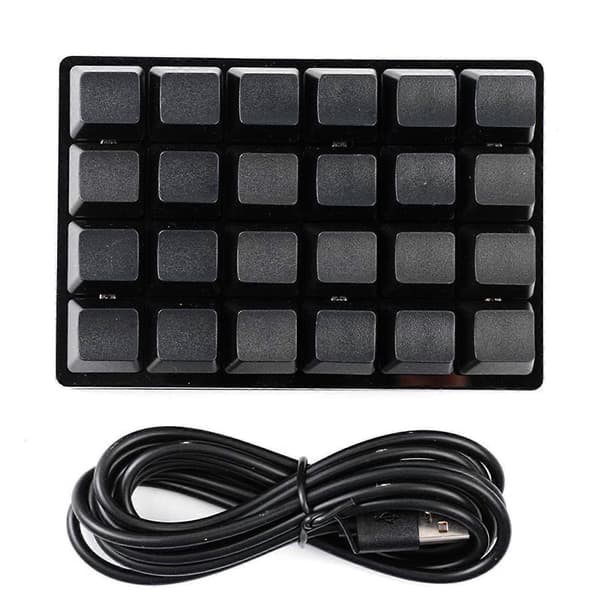 Sort 24-tasters tastatur Mekaniske tastaturer Brugerdefinerede genvejsprogrammerbare taster Gray