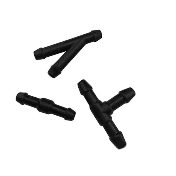 9/18 st. Vindrutespolarrörskoppling T-stycke Rakt 3-vägs Y-stycke Luft Bränsle Vatten 18pcs black