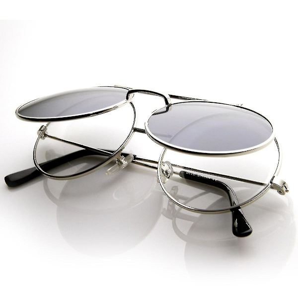Begrænset Udgave Farve Flip-up Linse Runde Cirkel Django Solbriller Silver oke