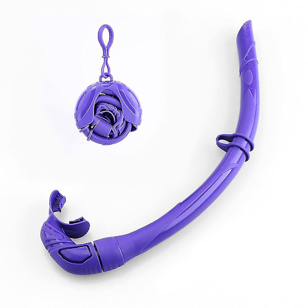Silikone Foldbar Snorkel Med Kompakt Opbevaringsetui Kvinder Mænd Rul Sammen Snorkel Våd Åndedrætsrør Kompatibel med Snorkling Purple