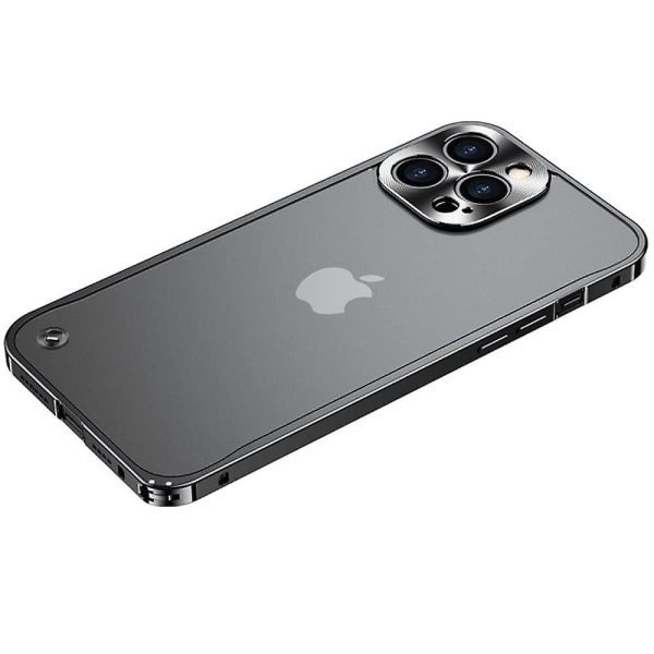 Metallram Frostad ryggplatta Ultratunt phone case kompatibelt med Iphone11 12pro 13pro Max Black iPhone 12 Pro Max