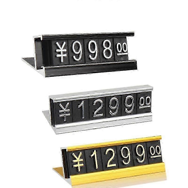 20 stk. L-formet metallprislappdisplay for produktpresentasjon gold