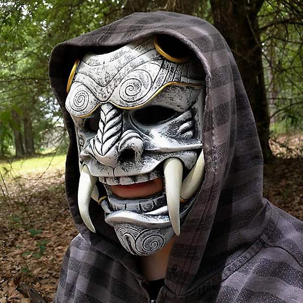 Timubike Hannya Demon Mask Japanilainen Oni Samurai Noh Kabuki Punainen Prajna Lateksi Maskit Aikuisten Unisex Halloween Cosplay Tarvikkeet Green