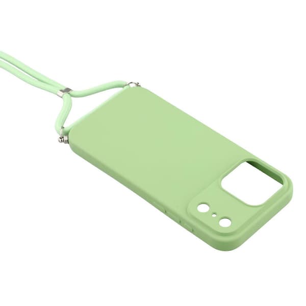 Skal för iPhone 17 Pro, mjukt TPU-fiberfoder, telefonfodral med axelrem Matcha Green