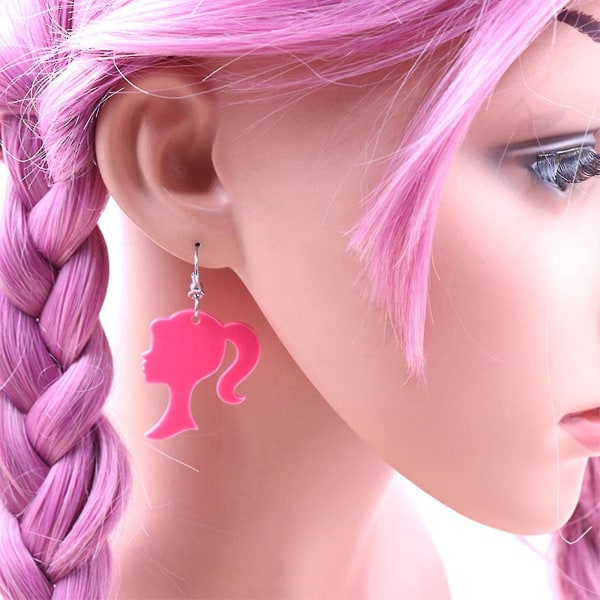Kompatibel med Barbie Girl örhängen för kvinnor flickor, akryl Hoop Stud Drop Dangle örhängen, hypoallergena för känsliga öron Girl earrings