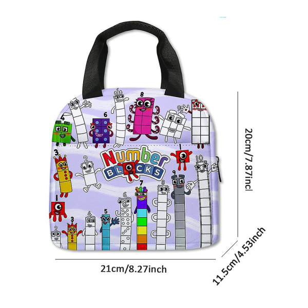 Numberblocks Lunch Bags Ice Bag Termisk Isolert Cooler Studenter Barn Lunch Bags E