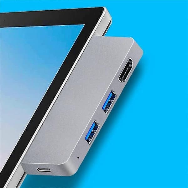 Til Surface Pro 8 USB C Hub, 4K -kompatibel adapter+2 USB 3.0-læser SD/TF-kortlæseradapter til Silver