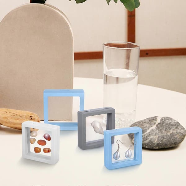 9 st flytande displaylåda Smyckesdisplayram Flytande displayfodral Transparent ramdisplayställ Multi 6.80X6.80X2.00CM